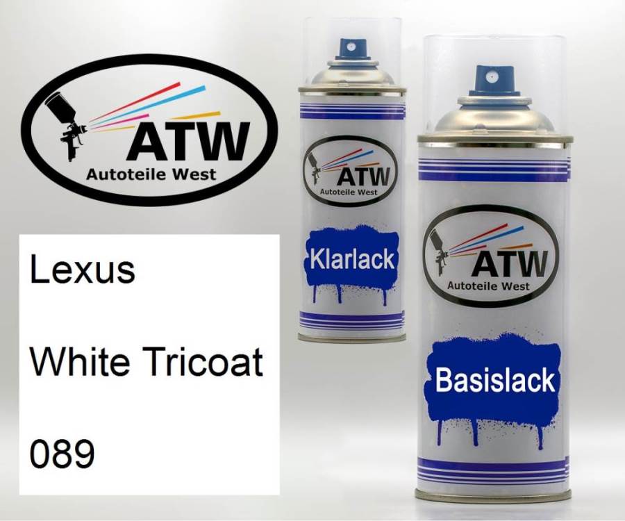 Lexus, White Tricoat, 089: 400ml Sprühdose + 400ml Klarlack - Set, von ATW Autoteile West.